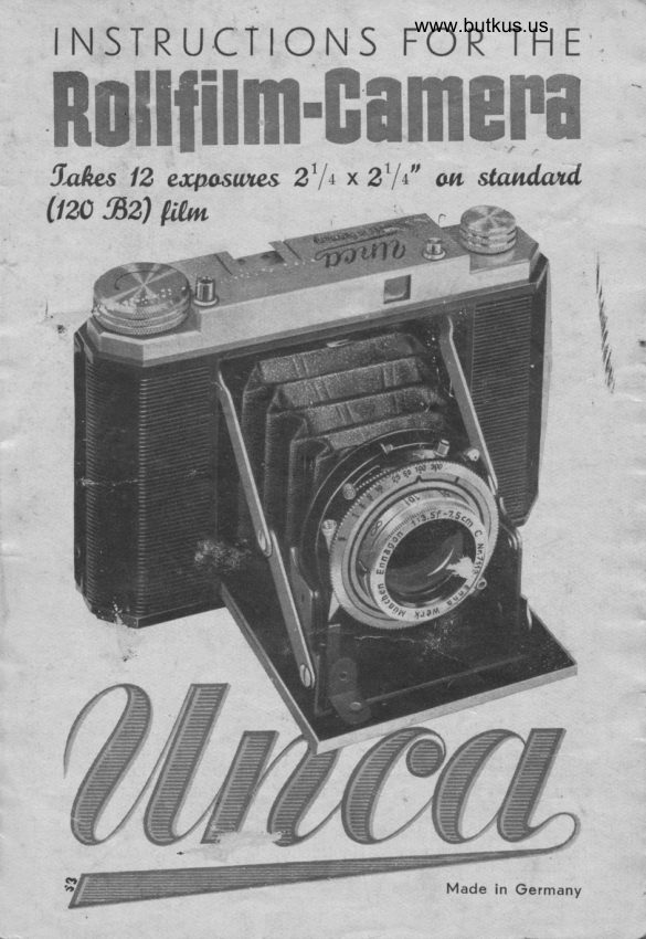 UNCA Rollfilm Camera manual cover