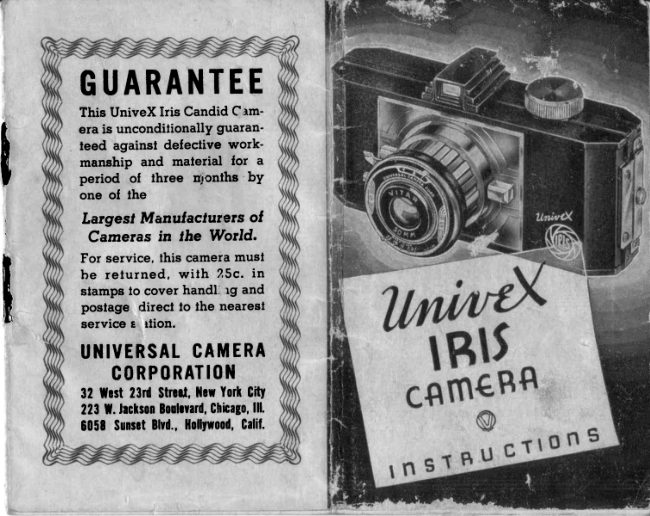 Universal Univex IRIS manual cover