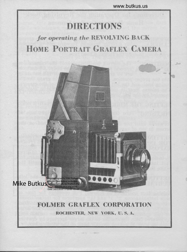 Folmer Graflex Home Portrait manual cover