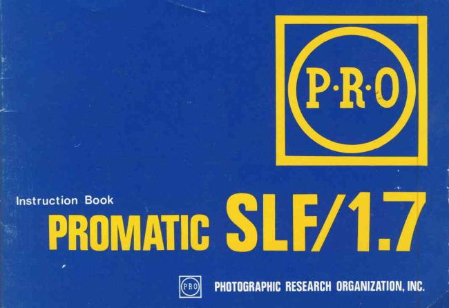 Promatic SLF manual cover