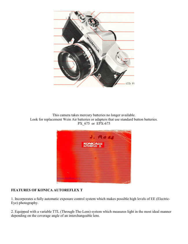 Konica Autoreflex T 2 manual cover