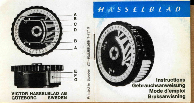 Hasselblad Film Winder Meter manual cover
