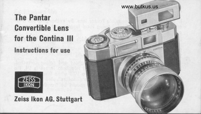 Pantar lenses for Zeiss Ikon manual cover