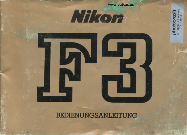 Nikon F3 manual cover