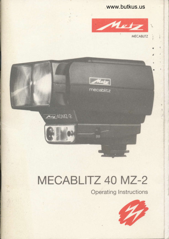 Metz Mecablitz 40 mz-2 manual cover