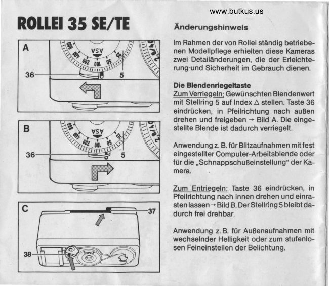 Rollei 35SE 35TE Quick Guide manual cover