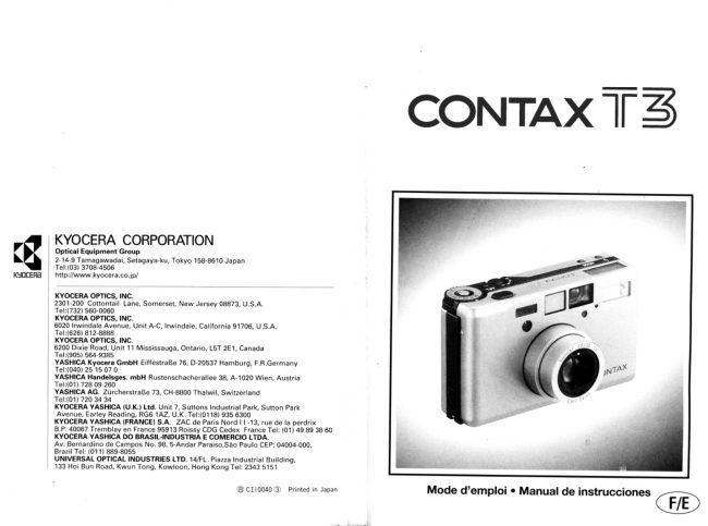 Contax de instucciones manual cover