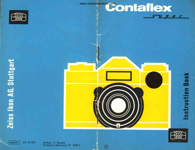 Zeiss Ikon TWO PAGE Contaflex Super manual cover