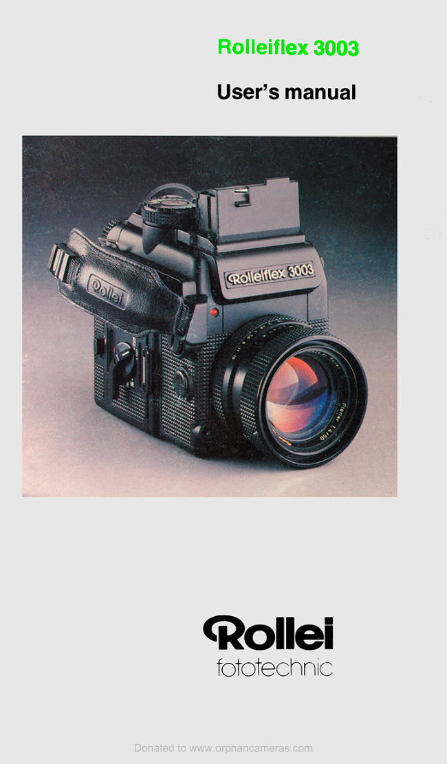 Rolleiflex 3003 manual cover