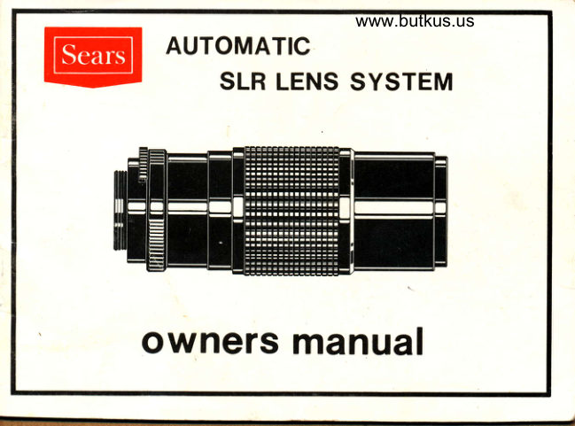 Sears thread mount lenses (Pentax thread mount) manual cover