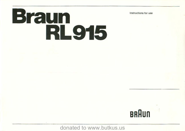 Braun RL915 manual cover