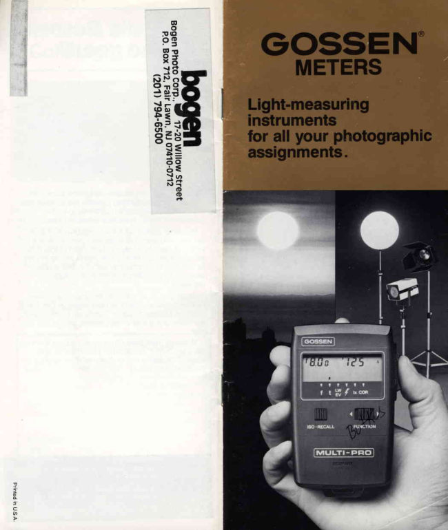 Gossen Meters manual cover