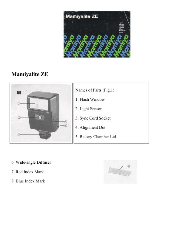 Mamiyalite ZE manual cover