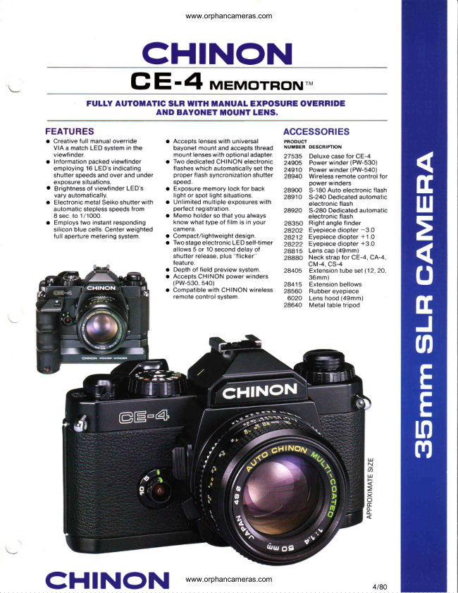 Chinon CE-4 MEMTRON manual cover