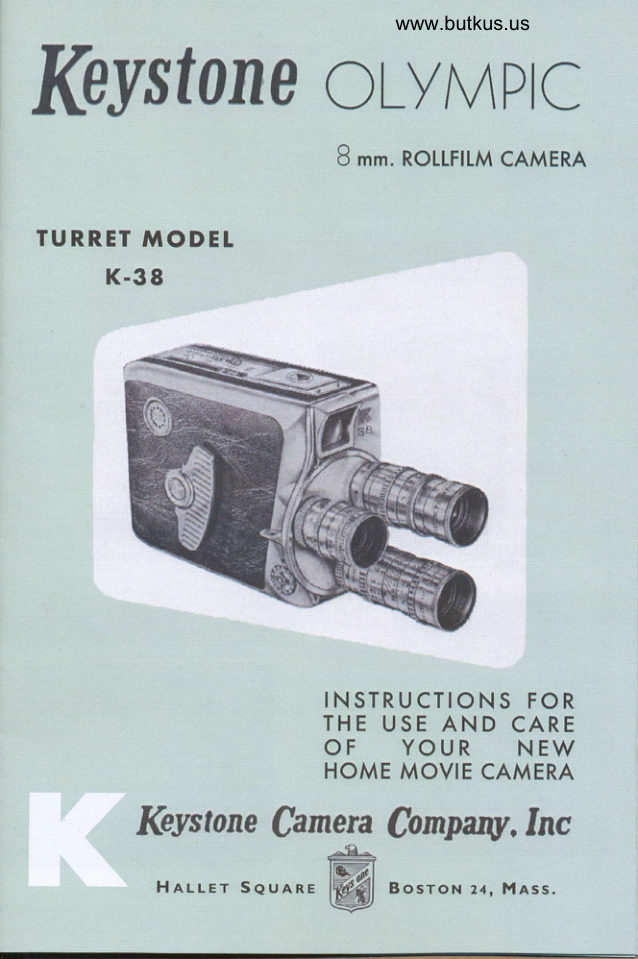 Keystone Olympic K-38 8mm movie camera manual cover