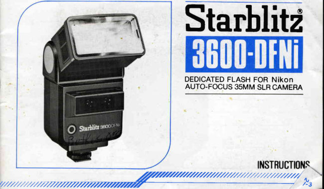 Starblitz 3600-DFNi Nikon AF flash unit manual cover
