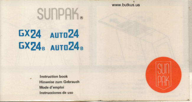 SUNPAK GX 24 / Auto 24b manual cover