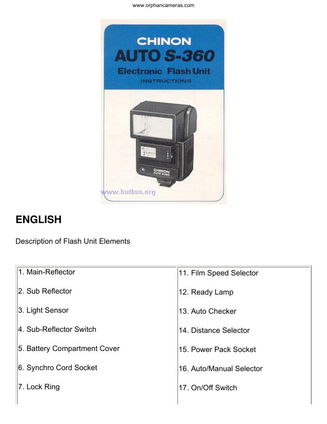 Chinon S-360 manual cover