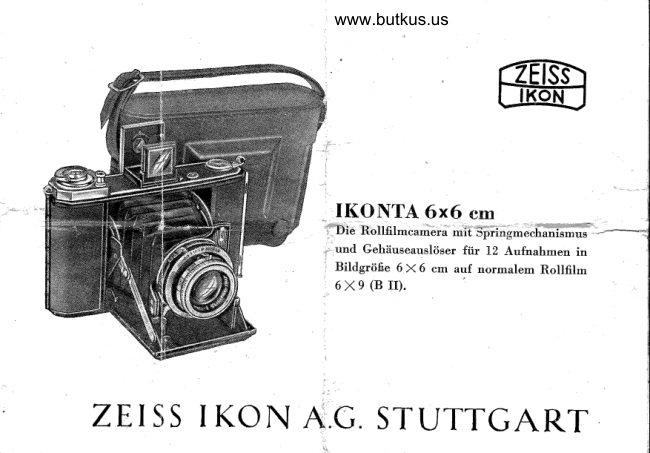Zeiss Ikon Ikonta 6x6 manual cover