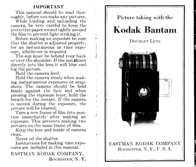 Kodak Bantam manual cover