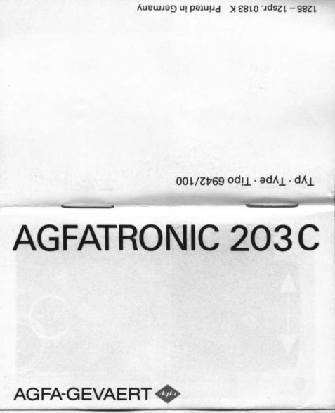 Agfa Agfatronic 203C manual cover