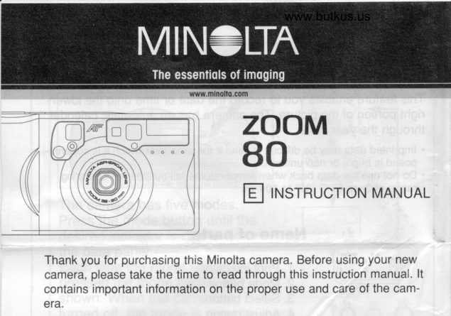 Minolta Zoom 80 manual cover