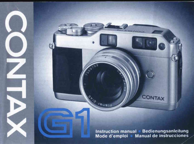 Contax G1 manual cover