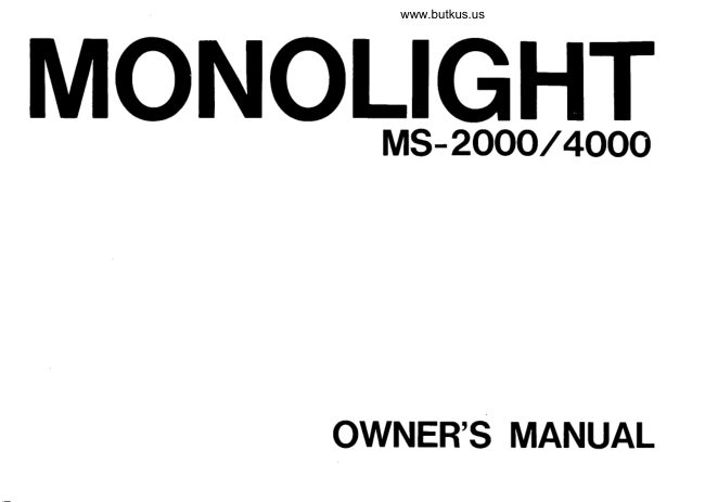 Sunpak MONOLIGHT MS-2000 / 4000 manual cover