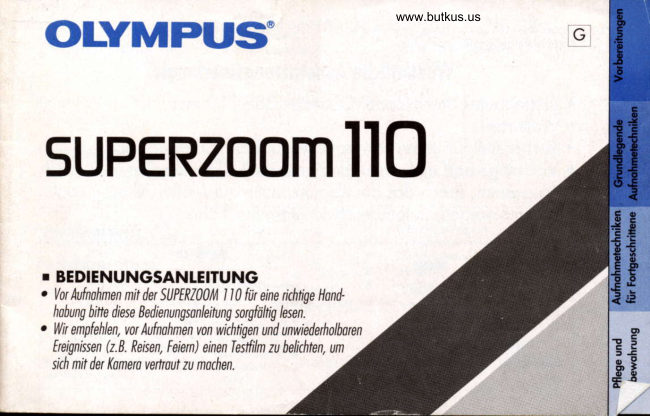 Olympus SuperZoom 110 manual cover