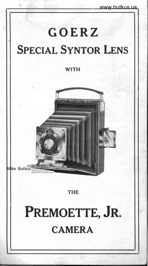 GOEZ Syntor Lens with Premoette Jr Lens information manual cover