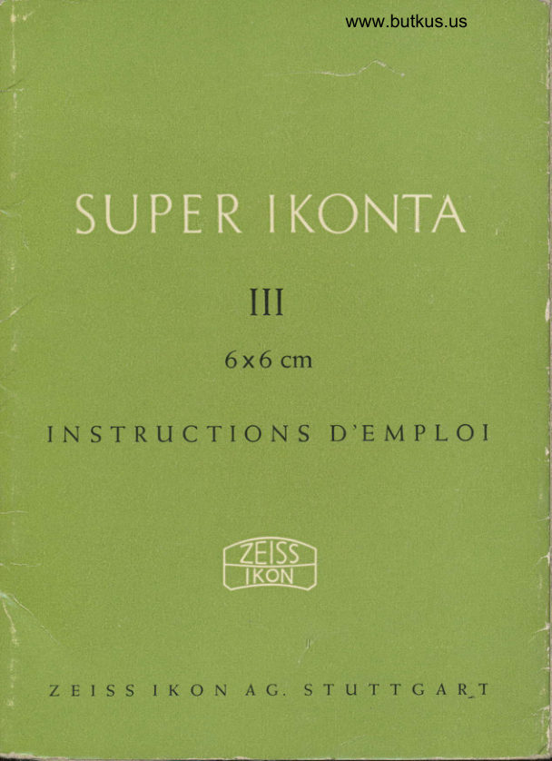 Zeiss Ikon Super Ikonta III manual cover