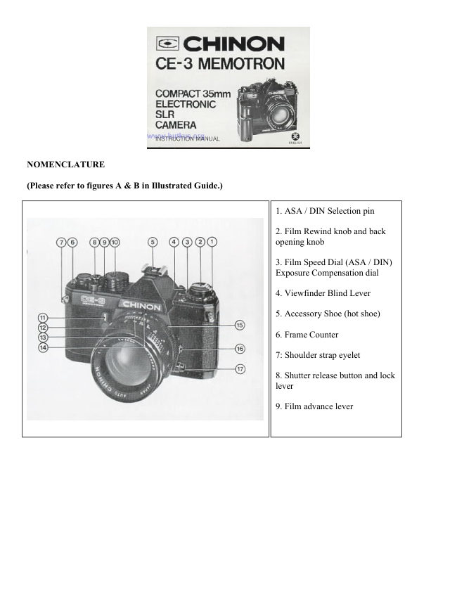 Chinon instruction guide manual cover