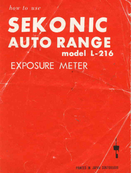 SEKONIC Auto Range L-216 manual cover