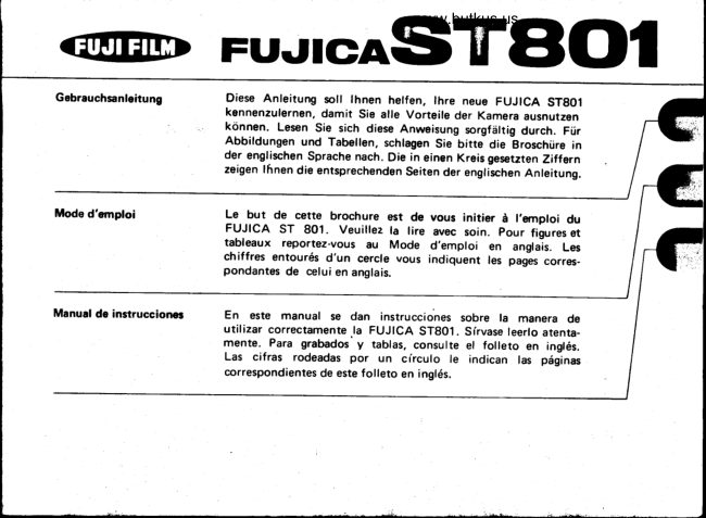 Fujica ST801 manual cover
