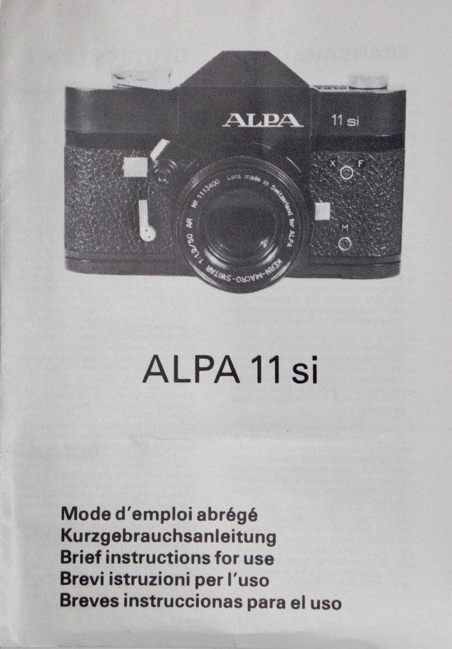 supplement for Alpa 11si manual cover