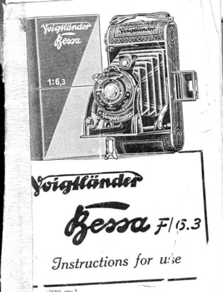 Voigtlander Bessa F6.3 manual cover