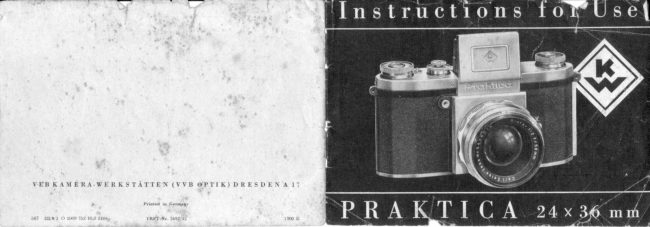 Praktica camera manual cover