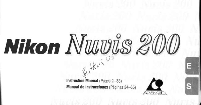 Nikon Nuvis 200 manual cover