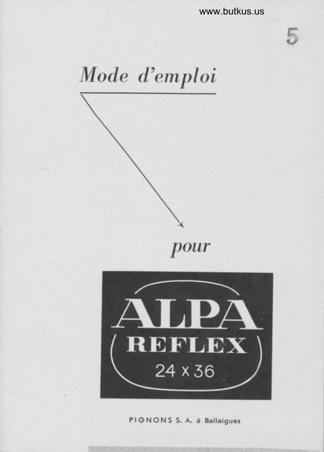 Alpa Reflex 4/5/7 manual cover