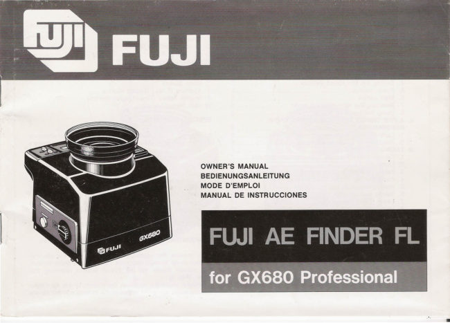 Fujica Fuji GX680 AE finder FL manual cover