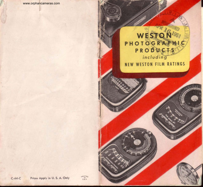 Weston Photographic Products manual cover