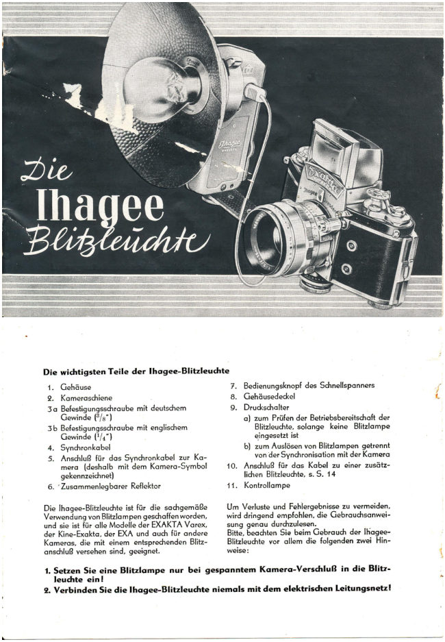 Ihage - Blitzleuchte flash gun manual cover