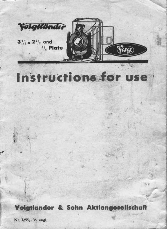 Voigtlander 3 1/2 x 2 1/2 Voigtlander Plate VAG manual cover