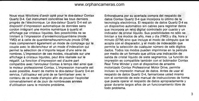 Contax Databack D 4 3 manual cover