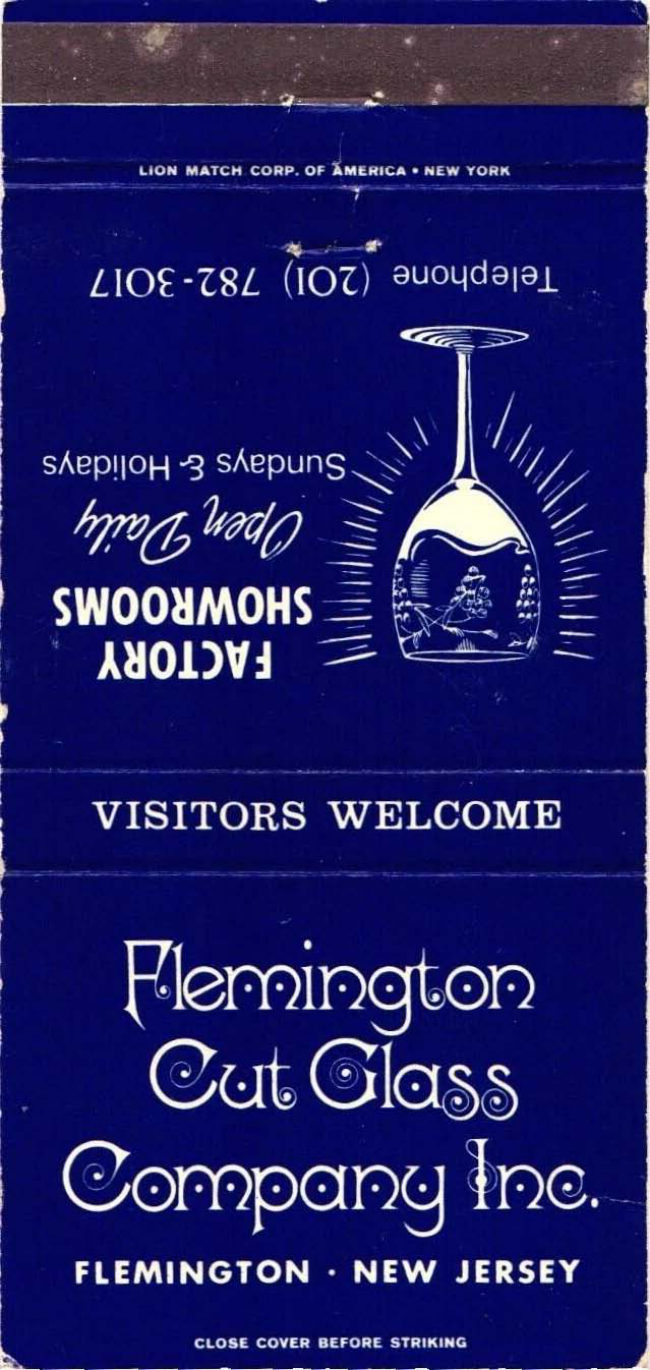 Flemington Cut Glass matchbook manual cover