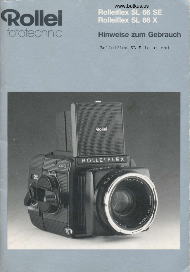 Rolleiflex SL66 Se X manual cover