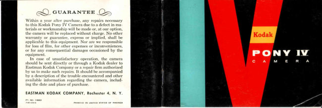 Kodak Pony IV manual cover