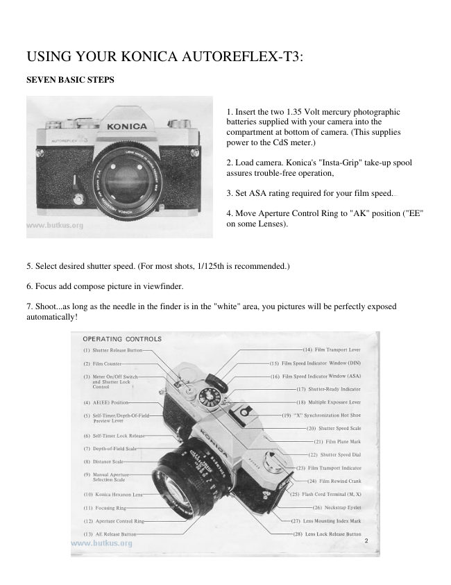 Konica T3 manual cover
