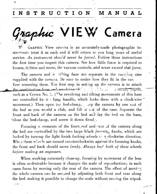 Graflex GRAPHIC VIEW manual cover