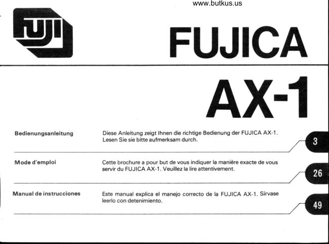 Fujica AX-1 manual cover